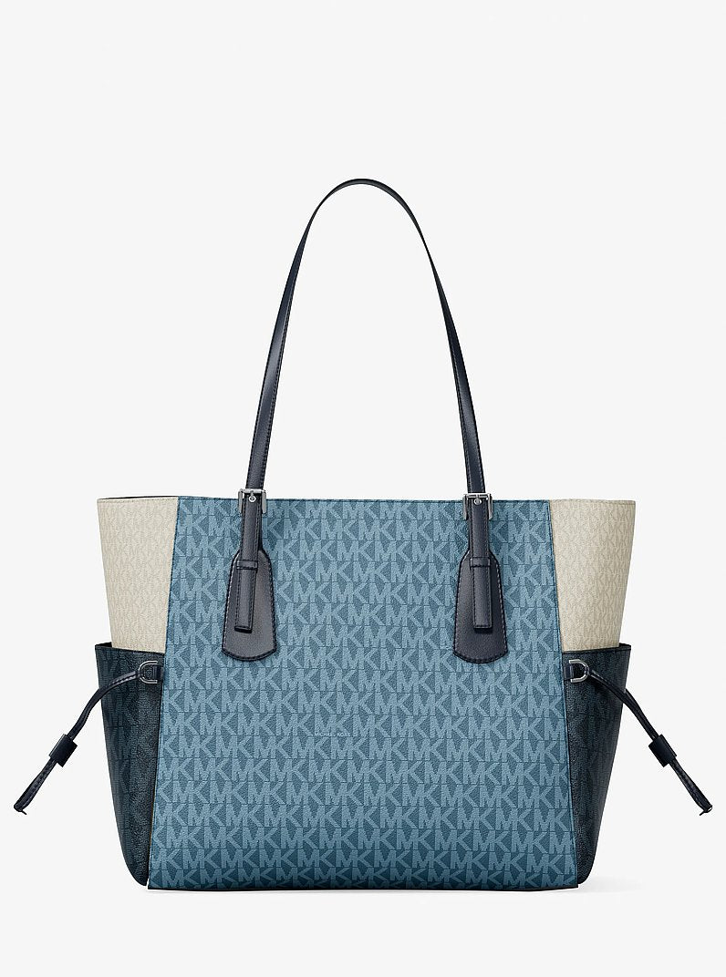 Voyager Large Color-Block Signature Logo Tote Bag (DENIM MULTI)