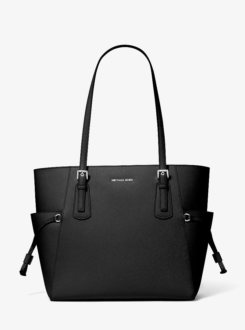 Voyager Large Saffiano Leather Tote Bag (BLACK)