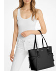 Voyager Large Saffiano Leather Tote Bag (BLACK)