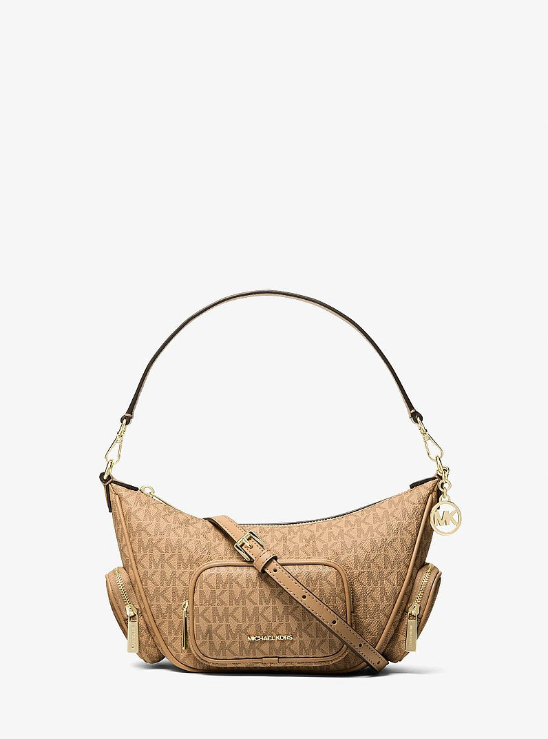 Merritt Small Signature Logo Convertible Shoulder Bag (CAMEL)