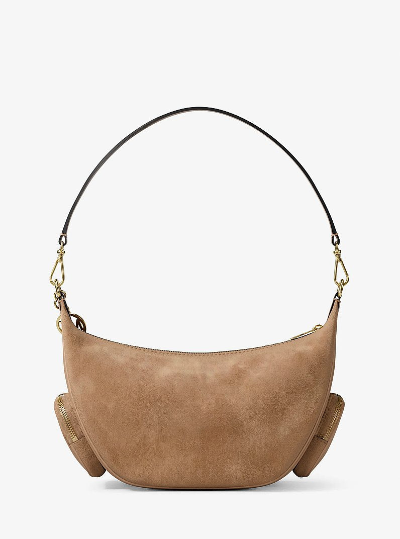 Merritt Medium Suede Convertible Shoulder Bag (CAMEL)
