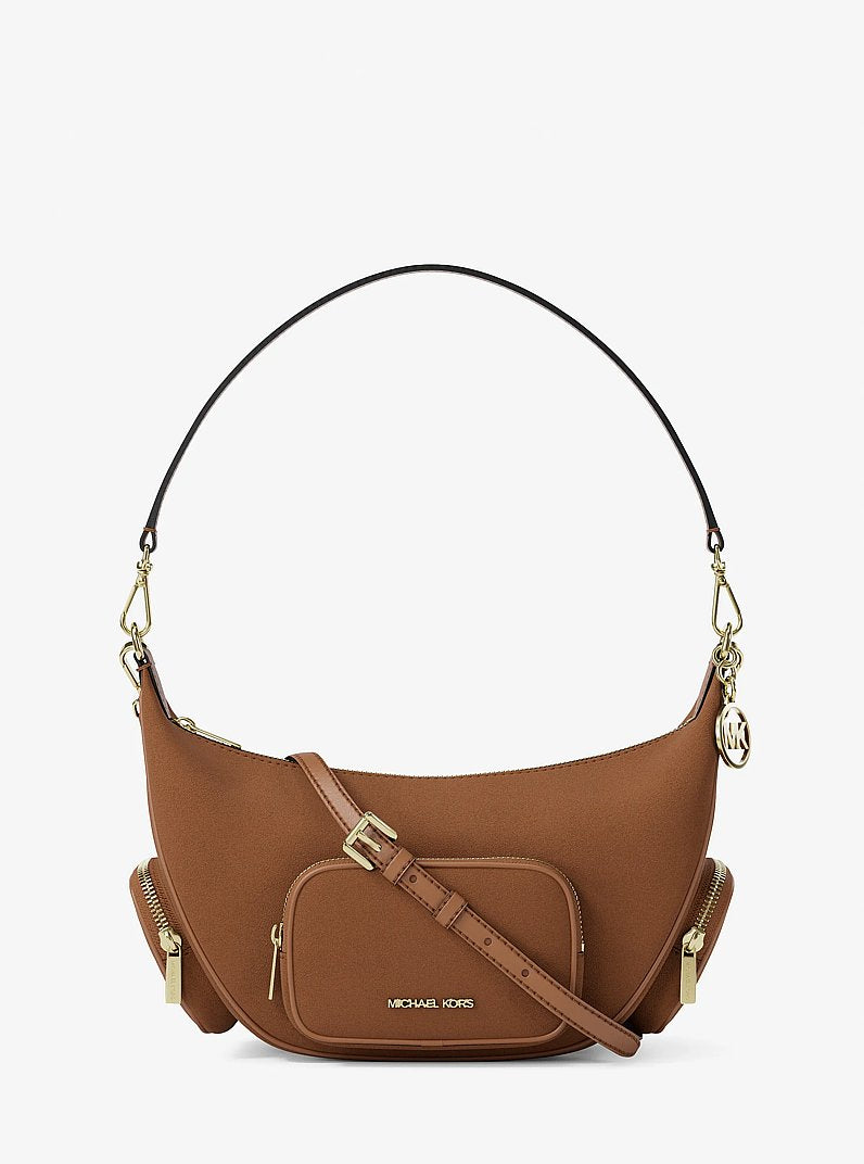 Merritt Medium Suede Convertible Shoulder Bag (LUGGAGE)
