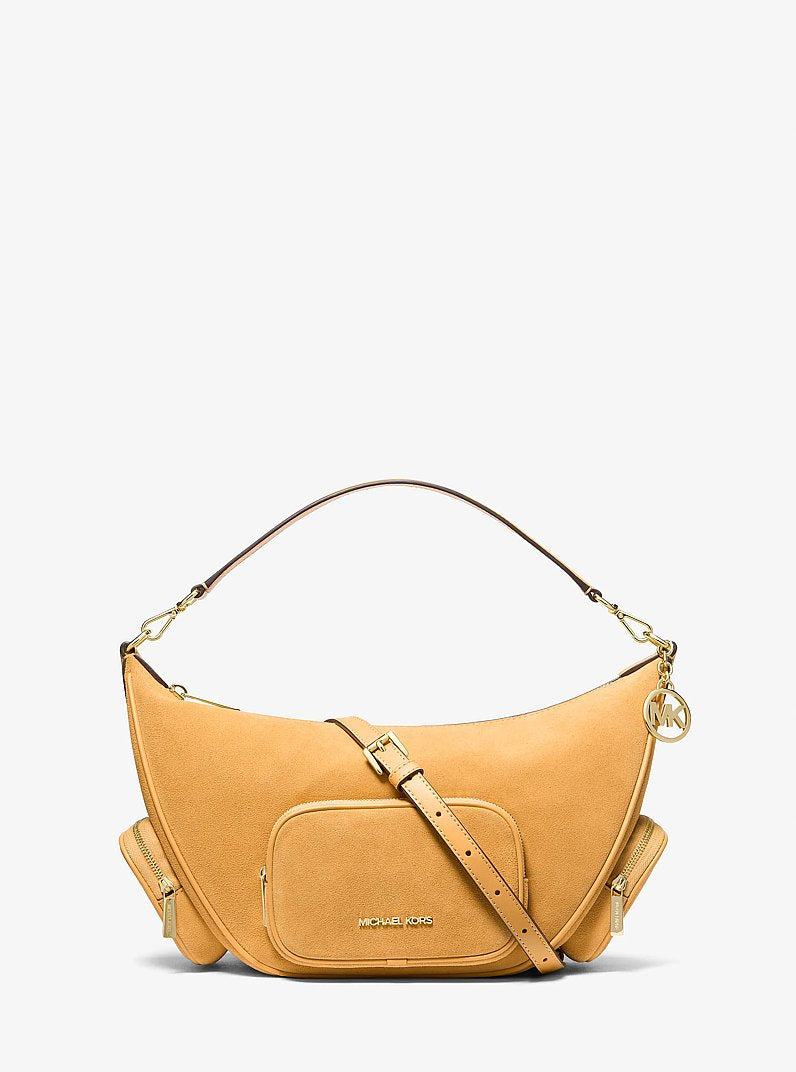 Merritt Medium Suede Convertible Shoulder Bag (HONEYWHEAT)