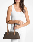 Petra Medium Signature Logo Shoulder Bag (BROWN)
