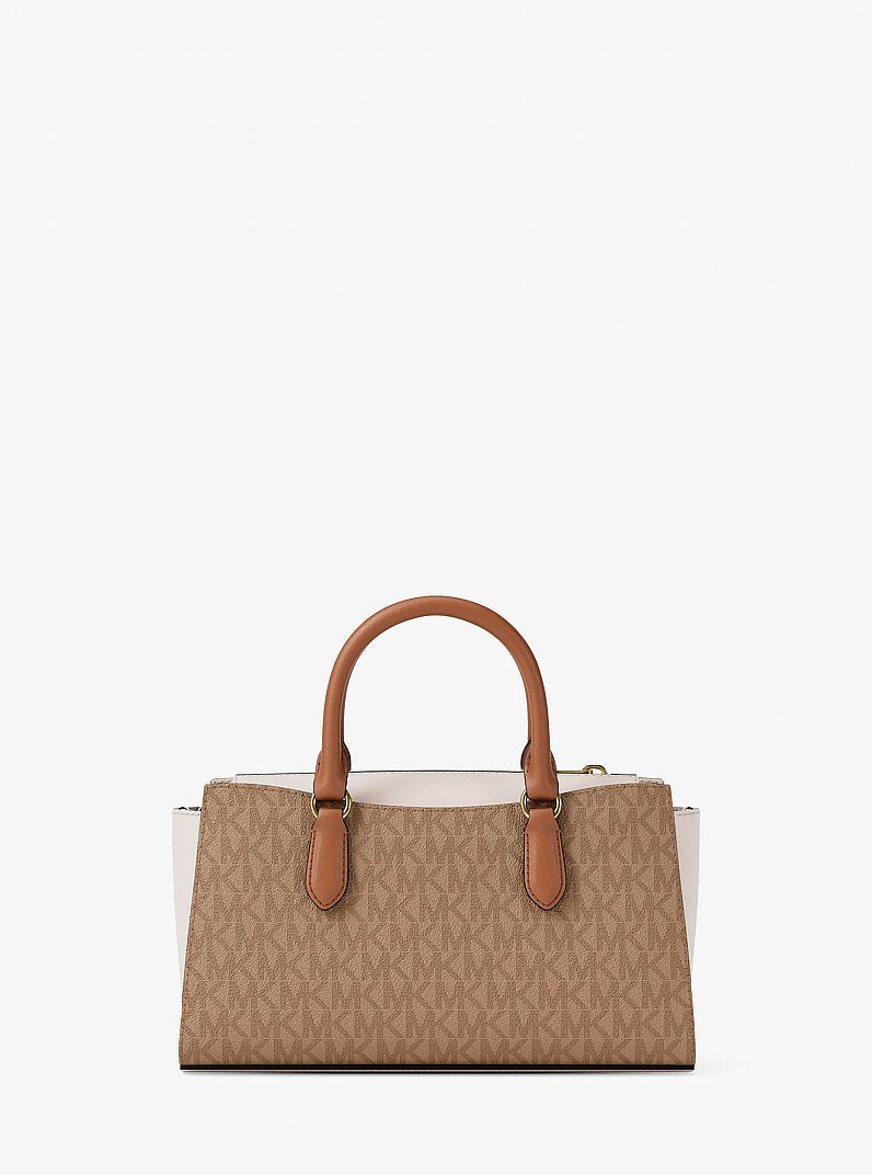 Arden Small Color-Block Signature Logo Messenger Bag (CAMEL MLT)