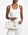Arden Medium Leather Top-Zip Satchel (LT CREAM)