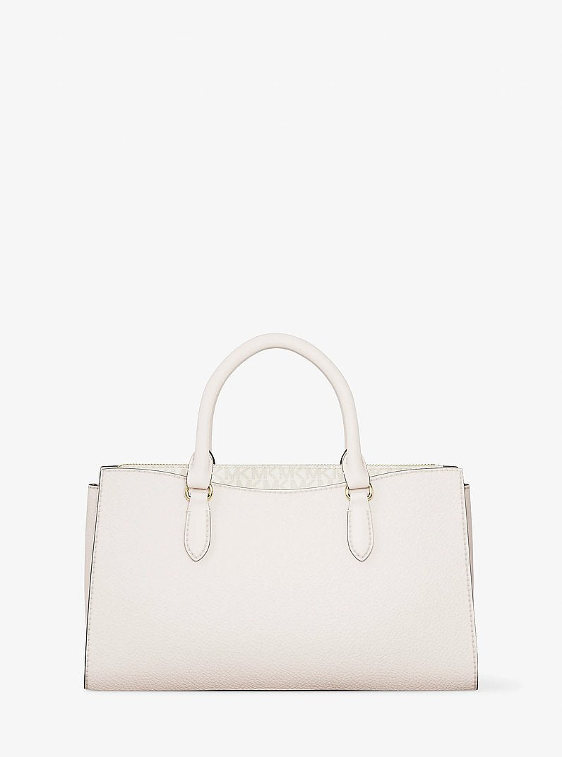 Arden Medium Leather Top-Zip Satchel (LT CREAM)