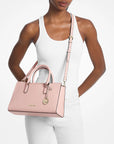 Arden Medium Leather Top-Zip Satchel (POWDER BLUSH)