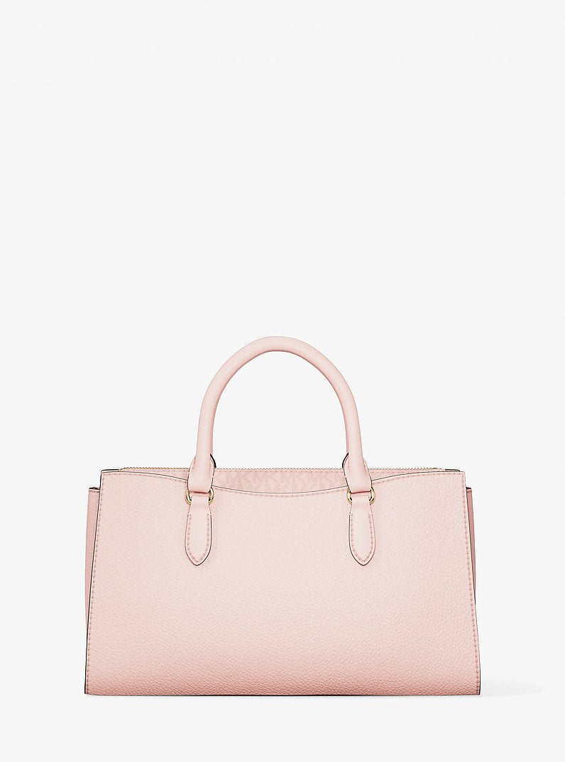 Arden Medium Leather Top-Zip Satchel (POWDER BLUSH)