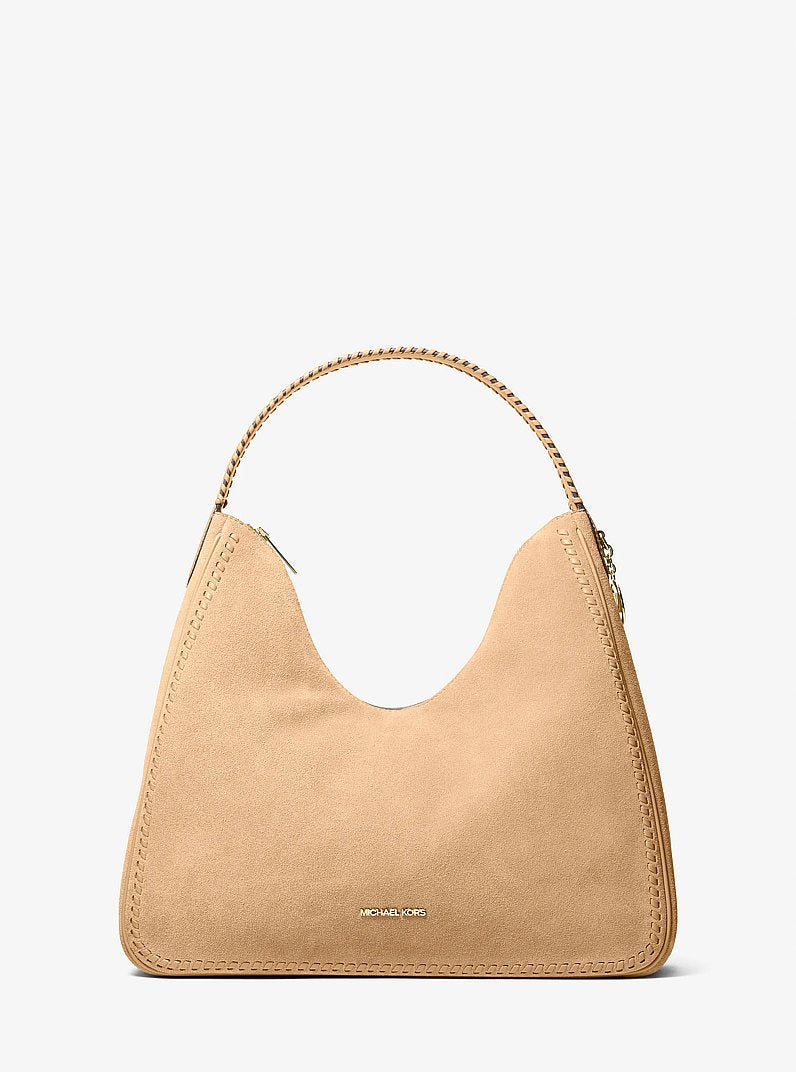Nayla Medium Suede Hobo Shoulder Bag (CAMEL)