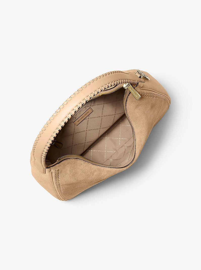 Nayla Medium Suede Hobo Shoulder Bag (CAMEL)