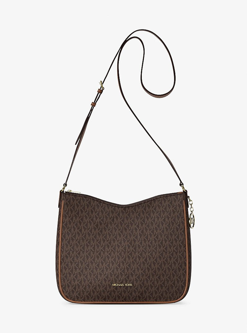 Nayla Medium Signature Logo Messenger Bag (BROWN)
