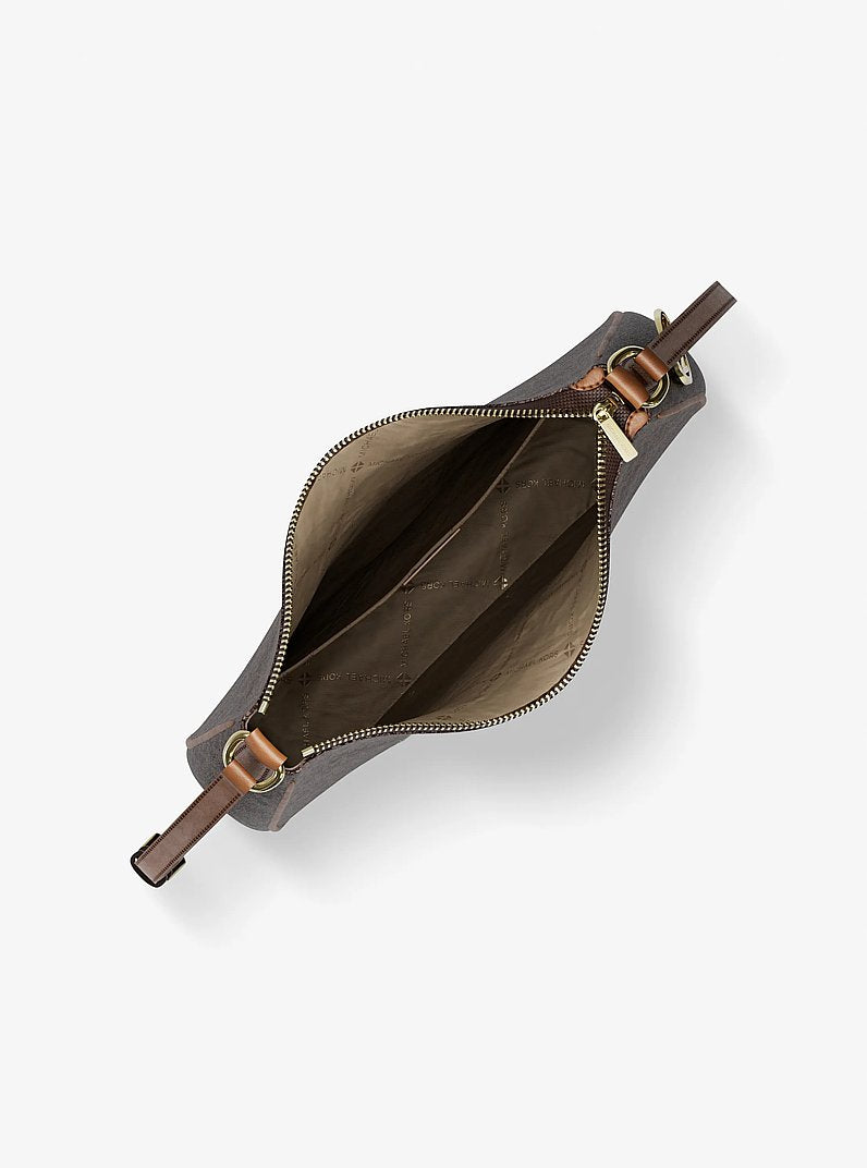 Nayla Medium Signature Logo Messenger Bag (BROWN)