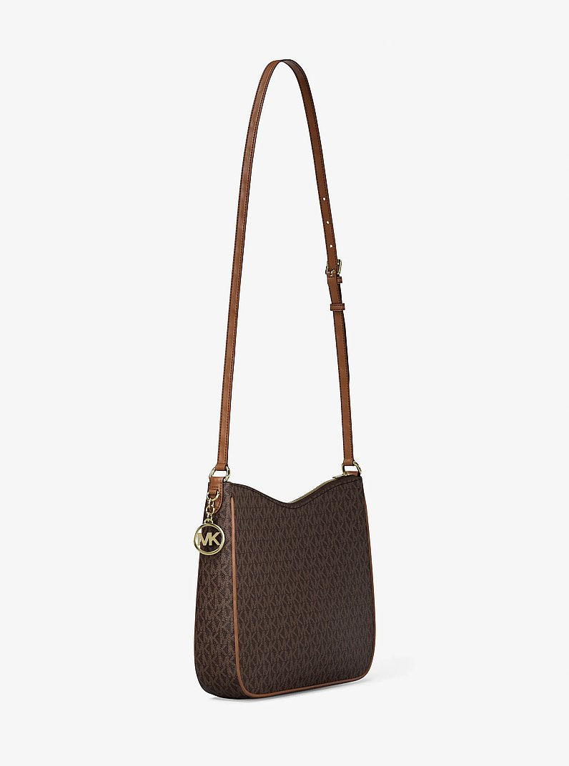 Nayla Medium Signature Logo Messenger Bag (BROWN)