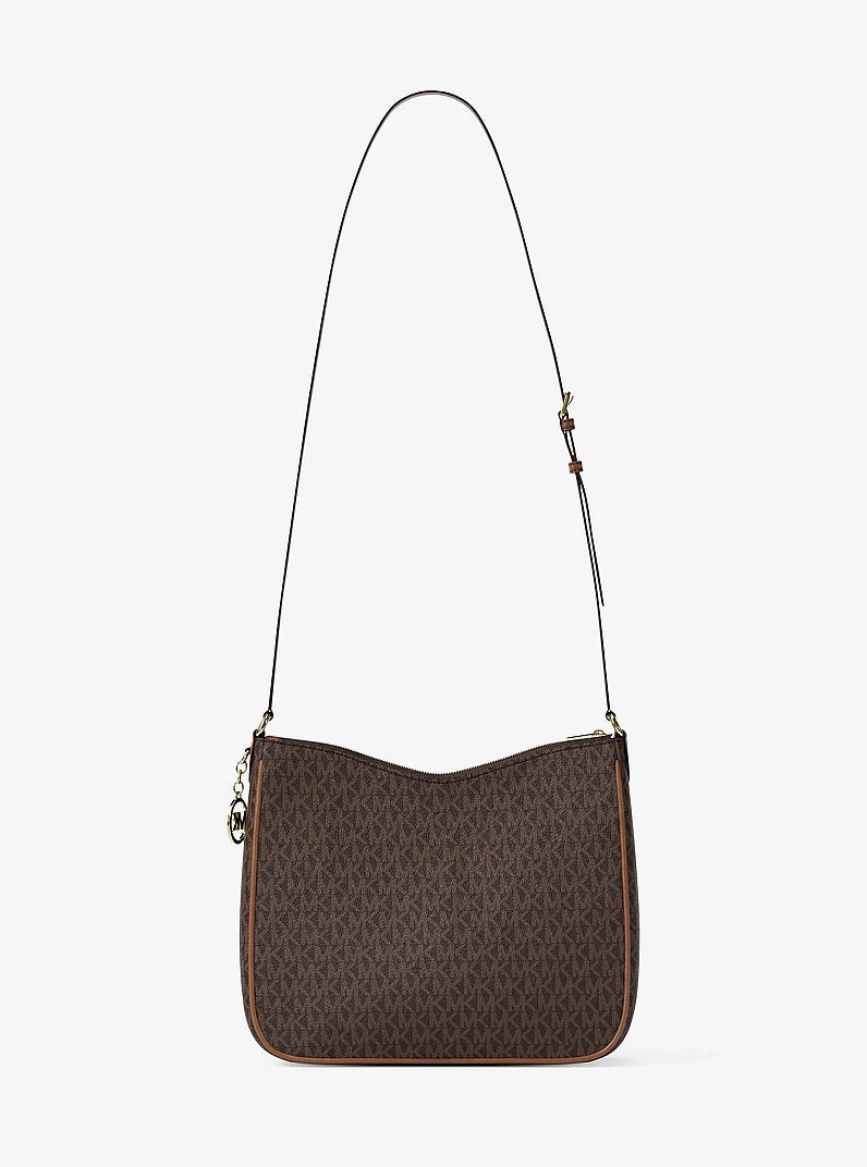 Nayla Medium Signature Logo Messenger Bag (BROWN)