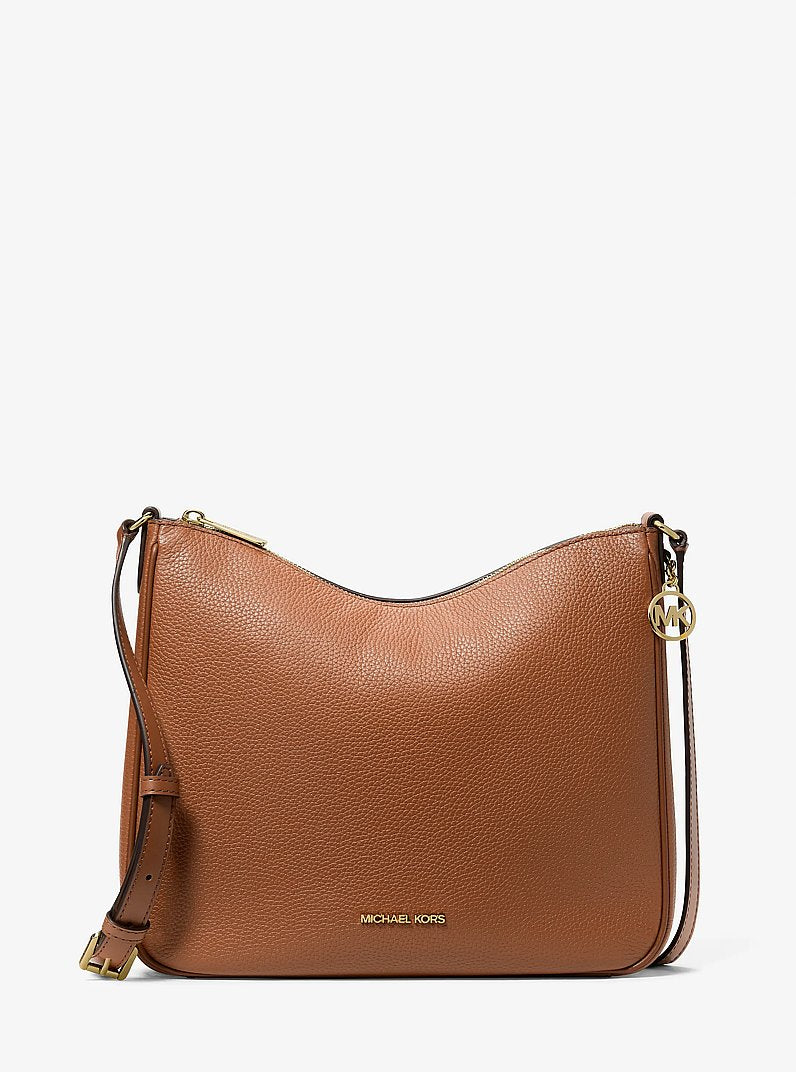 Nayla Medium Pebbled Leather Messenger Bag (LUGGAGE)