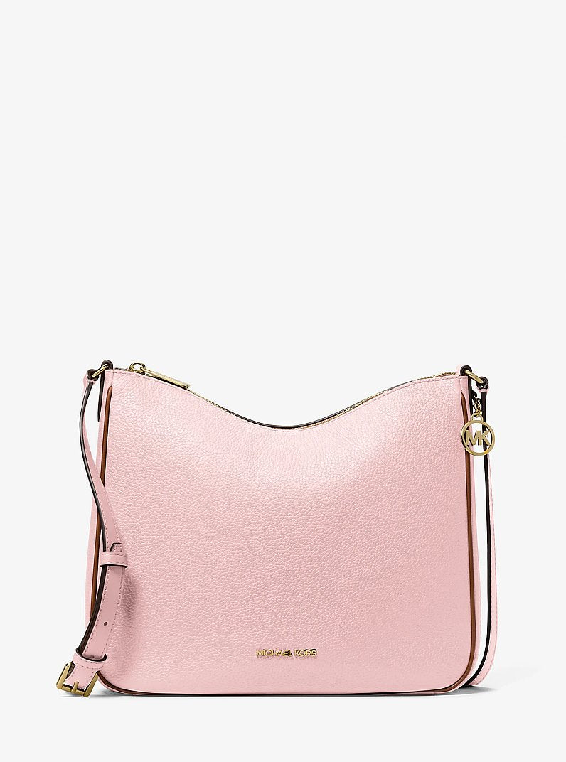 Nayla Medium Pebbled Leather Messenger Bag (POWDER BLUSH)