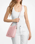 Nayla Medium Pebbled Leather Messenger Bag (POWDER BLUSH)