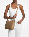 Nayla Medium Pebbled Leather Messenger Bag (CAMEL)