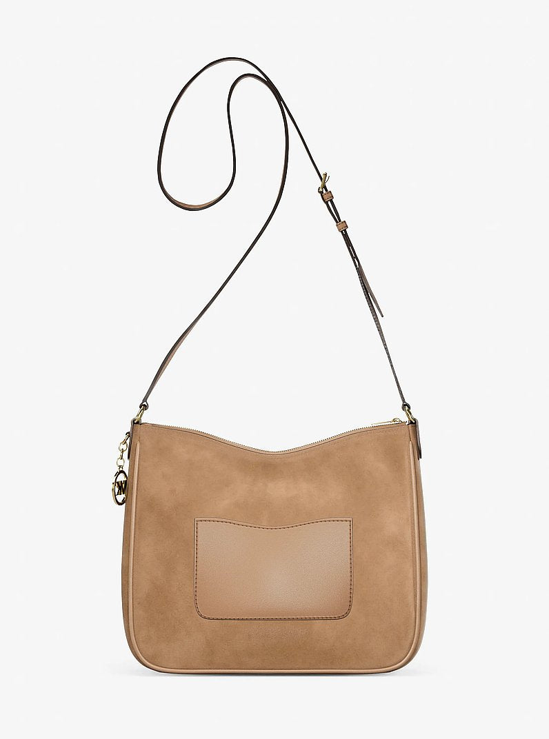 Nayla Medium Pebbled Leather Messenger Bag (CAMEL)