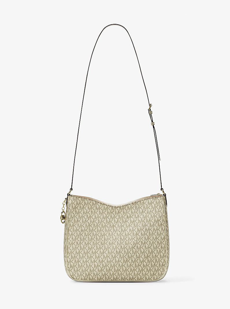 Nayla Medium Metallic Signature Logo Messenger Bag (PALE GOLD)