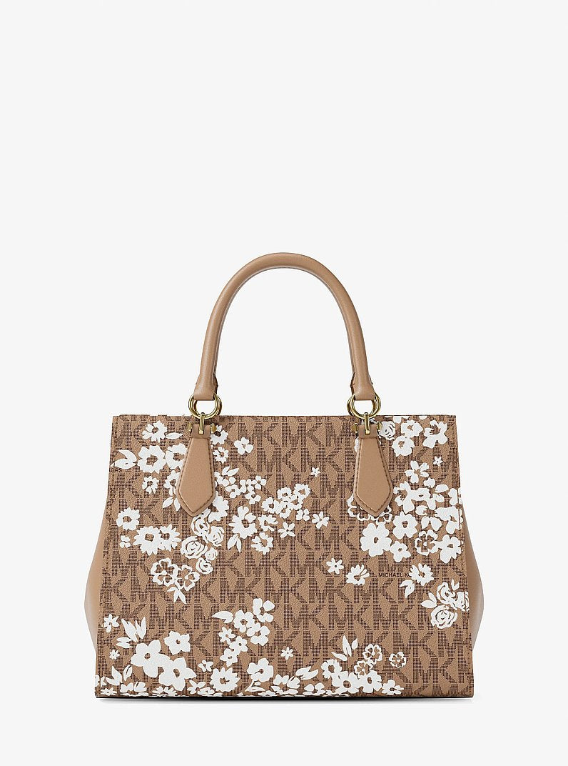 Marilyn Medium Printed Signature Logo Satchel (CAMEL)