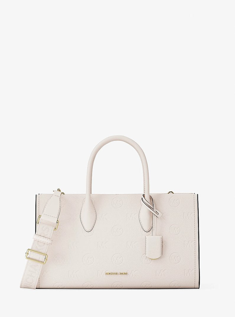 Mirella Medium Logo Debossed Satchel (LT CREAM)
