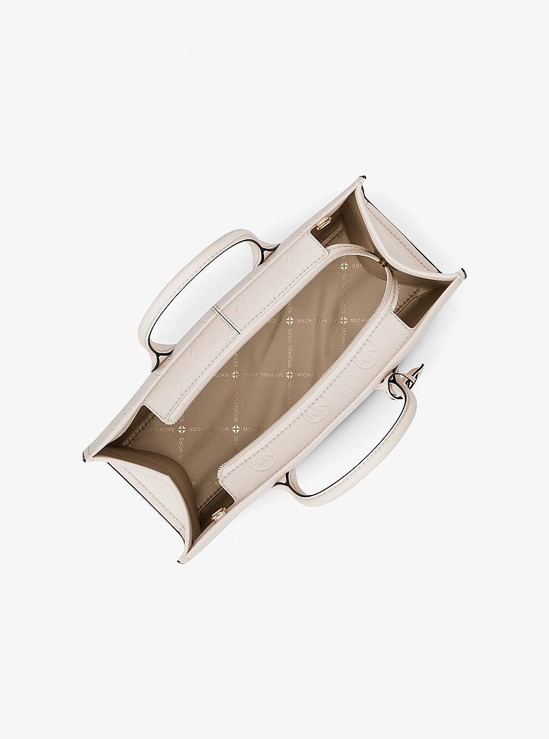 Mirella Medium Logo Debossed Satchel (LT CREAM)