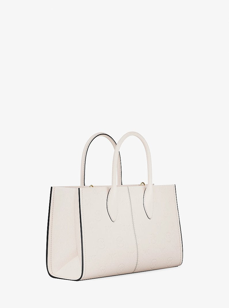 Mirella Medium Logo Debossed Satchel (LT CREAM)