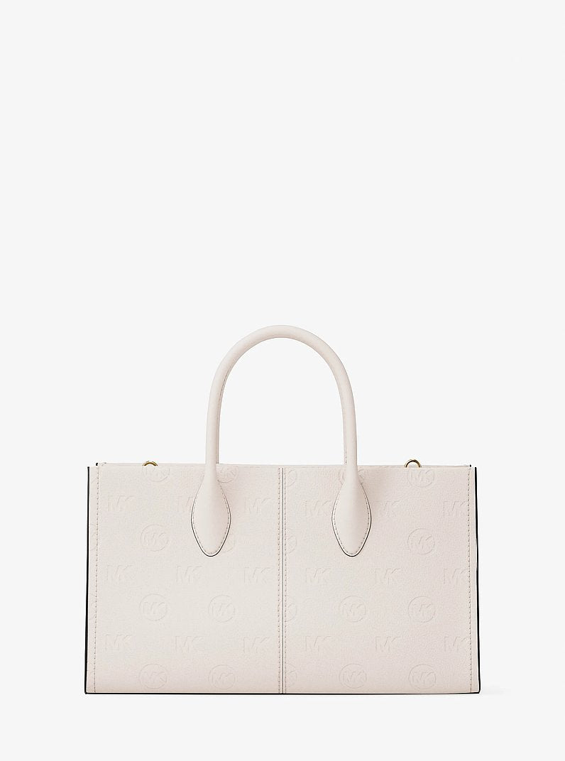 Mirella Medium Logo Debossed Satchel (LT CREAM)