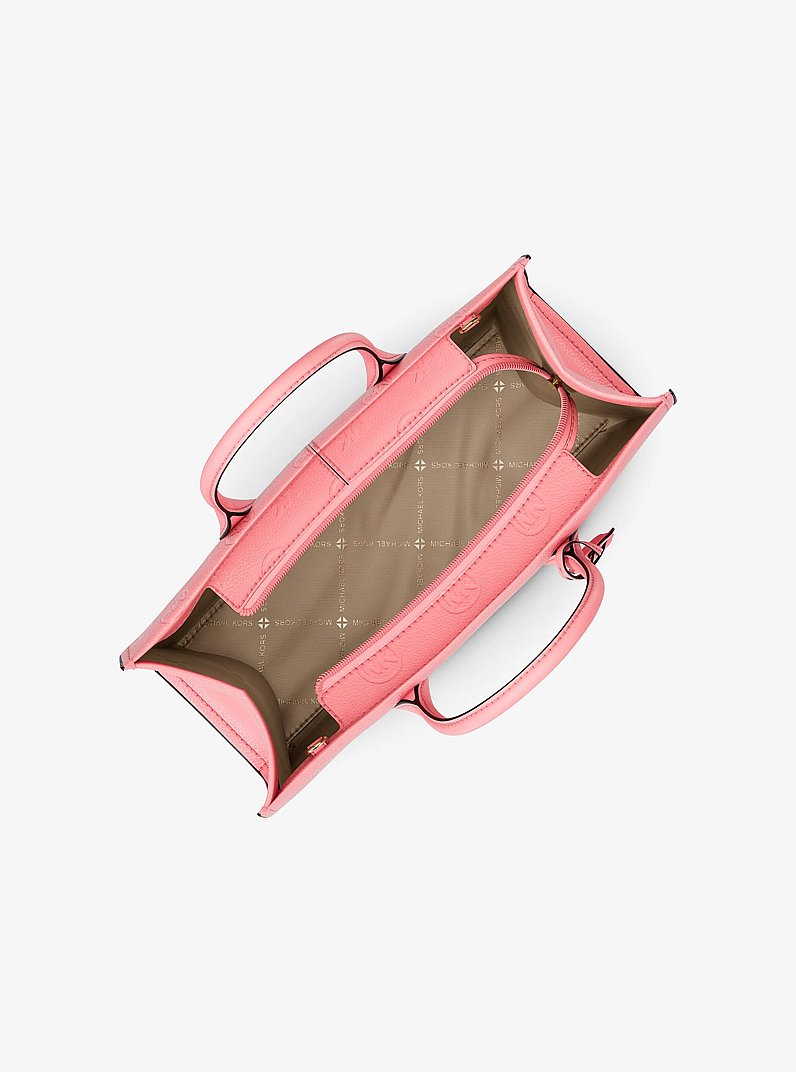 Mirella Medium Logo Debossed Satchel (CARNATION)