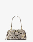 Cecily Small Studded Snake Embossed Shoulder Bag (LT CREAM)