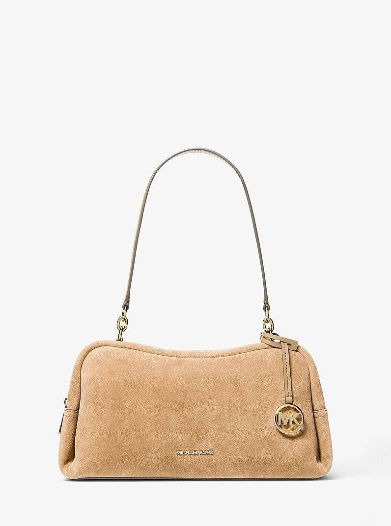 Cecily Medium Suede Shoulder Bag (CAMEL)