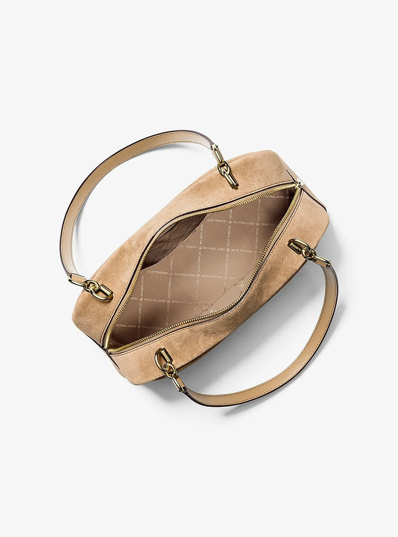 Cecily Medium Suede Shoulder Bag (CAMEL)