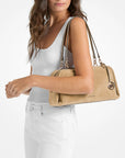 Cecily Medium Suede Shoulder Bag (CAMEL)