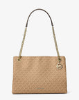 Christina Medium Signature Logo Messenger Bag (CAMEL)