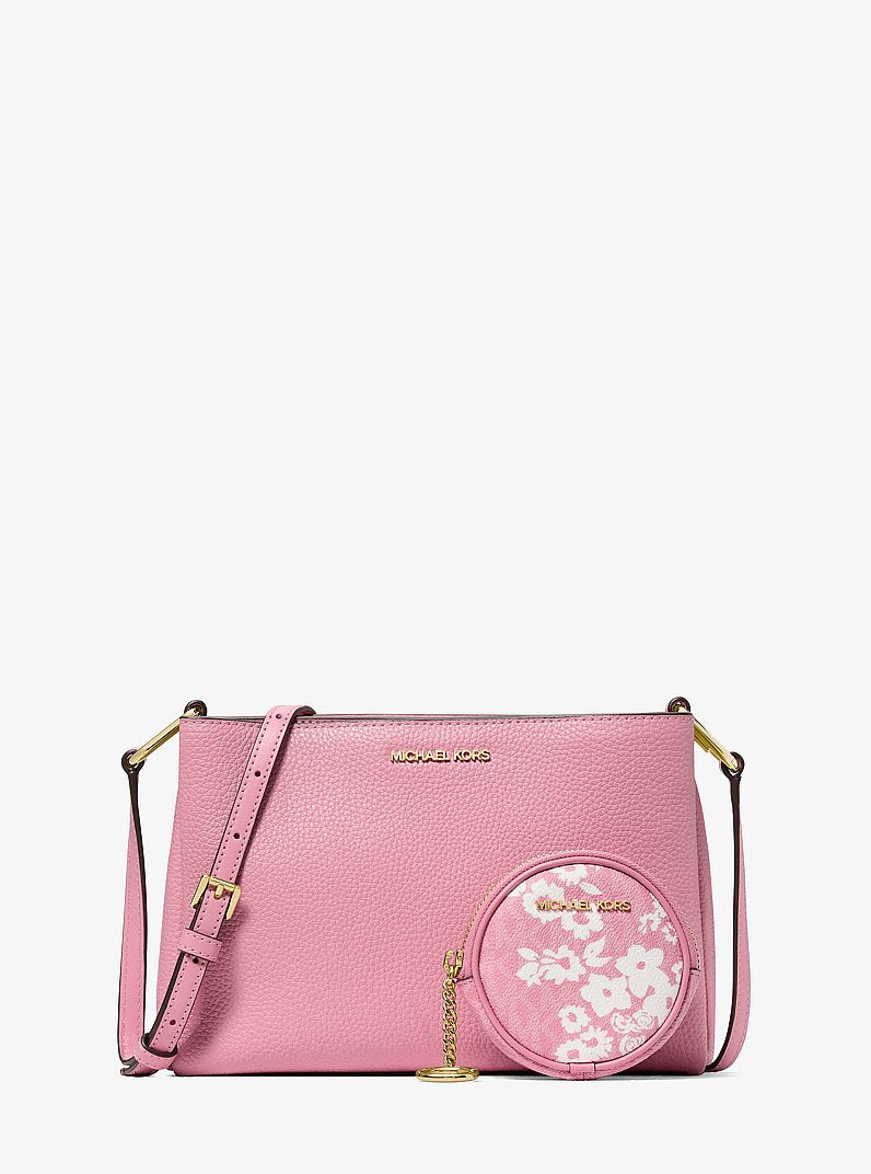 Trisha Pebbled Leather Crossbody Bag With Pouch (CARNATION)