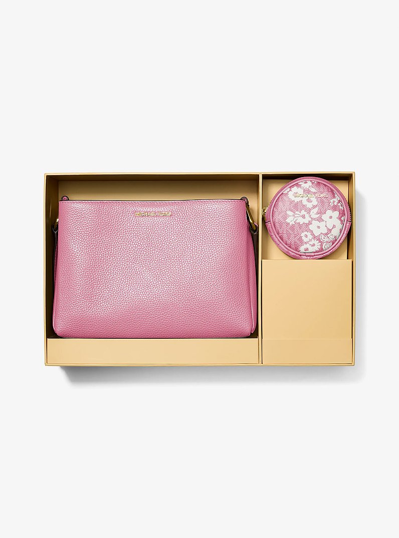 Trisha Pebbled Leather Crossbody Bag With Pouch (CARNATION)