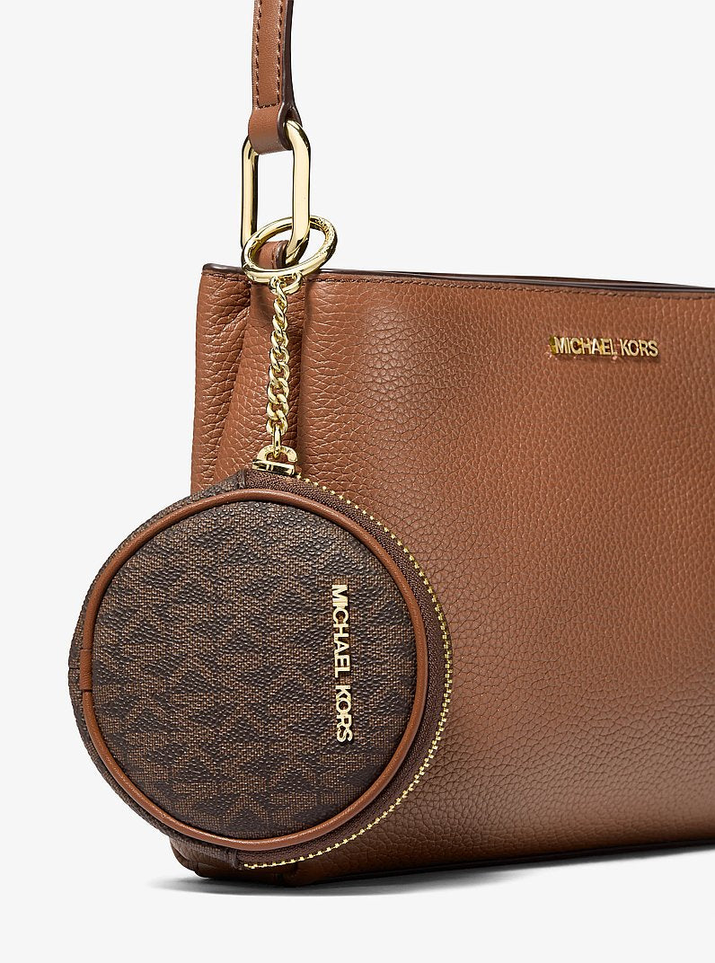 Trisha Pebbled Leather Crossbody Bag With Pouch Gift Set (LUGGAGE)
