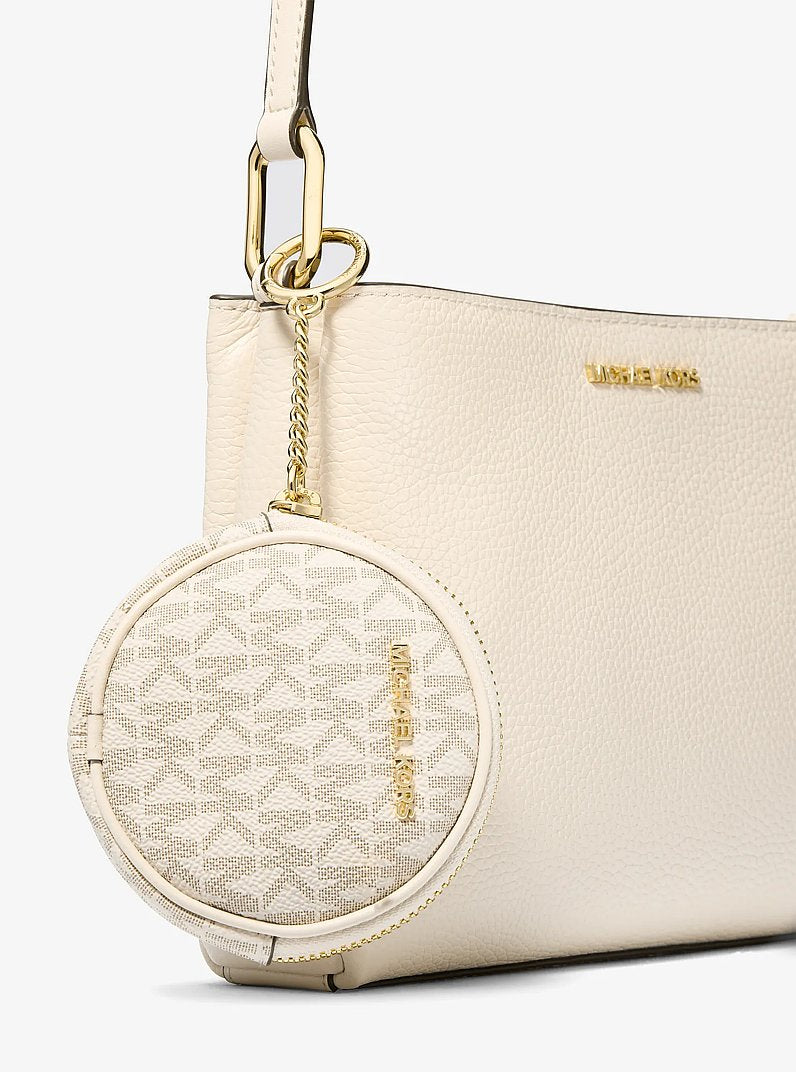 Trisha Pebbled Leather Crossbody Bag With Pouch Gift Set (LT CREAM)