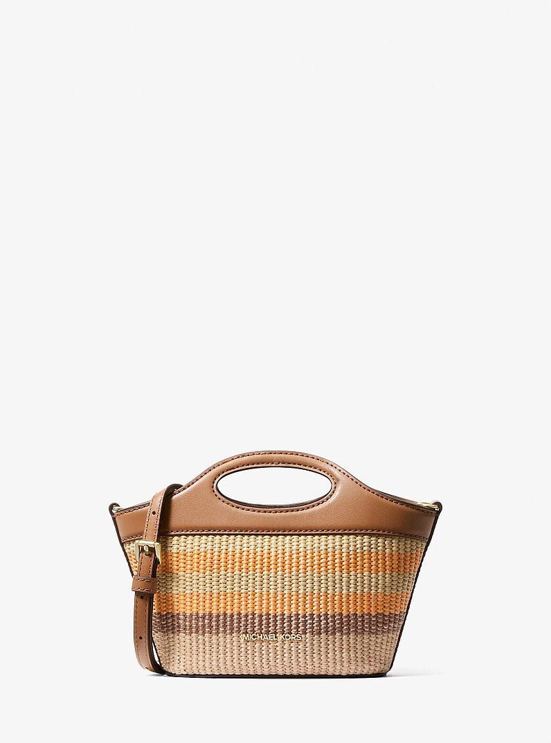 Tatum Small Striped Woven Crossbody Bag (RAD ORNGE ML)