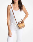 Tatum Small Striped Woven Crossbody Bag (RAD ORNGE ML)