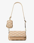Jet Set Travel Small Logo Jacquard Denim Crossbody Bag With Pouch (CAMEL)