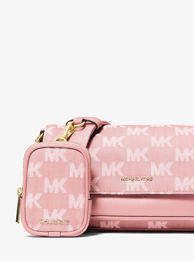 Jet Set Travel Small Logo Jacquard Denim Crossbody Bag With Pouch (POWDER BLUSH)