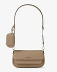 Jet Set Travel Small Pebbled Leather Crossbody Bag With Pouch (CAMEL)