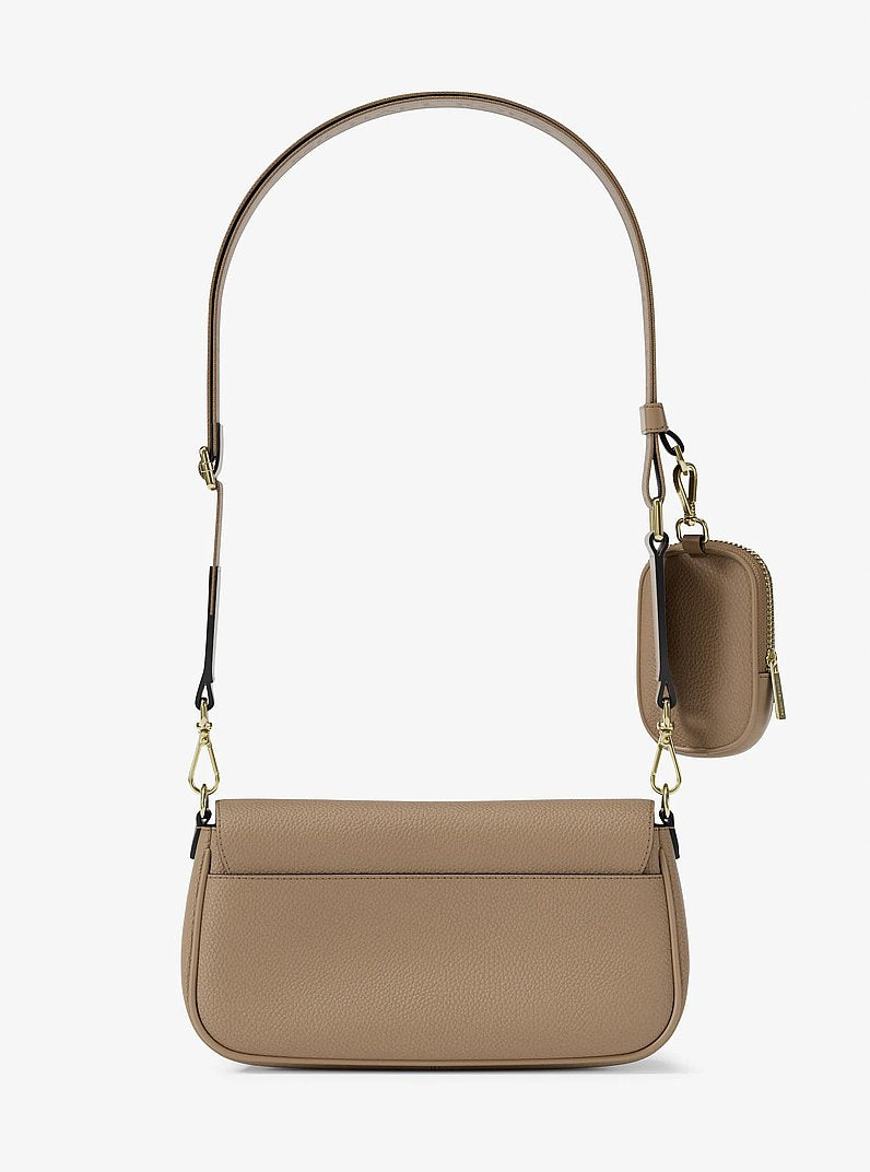 Jet Set Travel Small Pebbled Leather Crossbody Bag With Pouch (CAMEL)