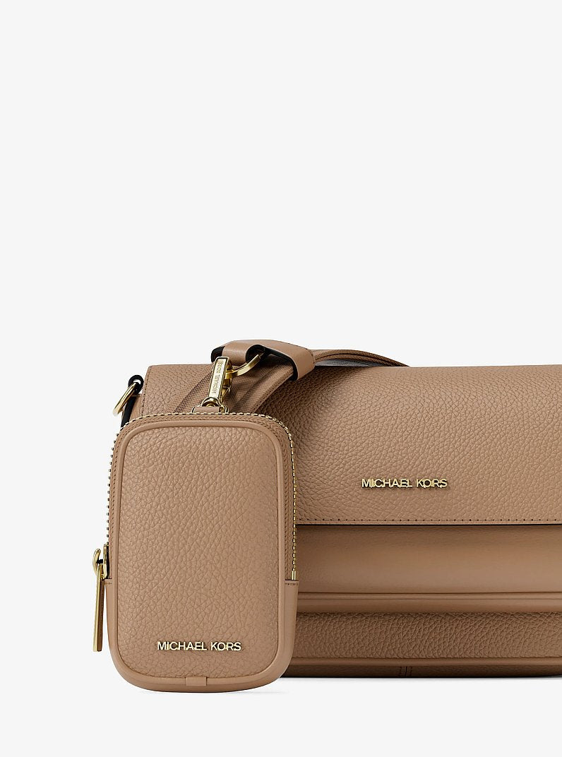 Jet Set Travel Small Pebbled Leather Crossbody Bag With Pouch (CAMEL)