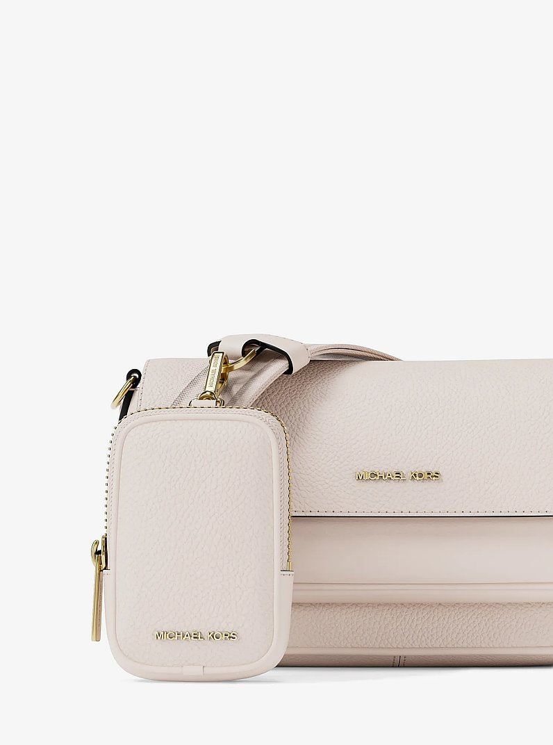 Jet Set Travel Small Pebbled Leather Crossbody Bag With Pouch (LT CREAM)