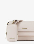 Jet Set Travel Small Pebbled Leather Crossbody Bag With Pouch (LT CREAM)