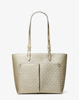 Jet Set Medium Metallic Signature Logo Pocket Tote Bag (PALE GOLD)